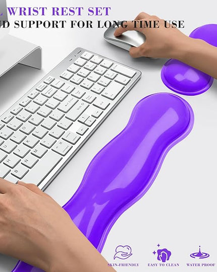 Gel Wrist Rest for Keyboard and Mouse, Wrist Rest for Keyboard, Mouse Wrist Support, Pain Relief, Cool Touch, Non-Skid, Keyboard and Mouse Wrist pad Set