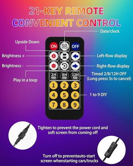 52"*7.5" Large Programmable Soft LED Sign, Flexible Easy Install,Pre-Made Animations & Customizable Text,21-Key Remote Control and app Control,for Store,School,Hotel,Bar