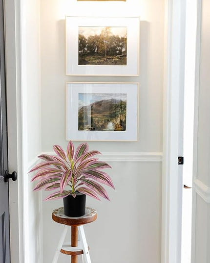 Artificial Plants Indoor with Pot, 19" Fake Potted Plants Medium Artificial Dracaena Plant in Black Pot Faux Tropical Plants for Bathroom Living Room Office Desk Shelf Decor
