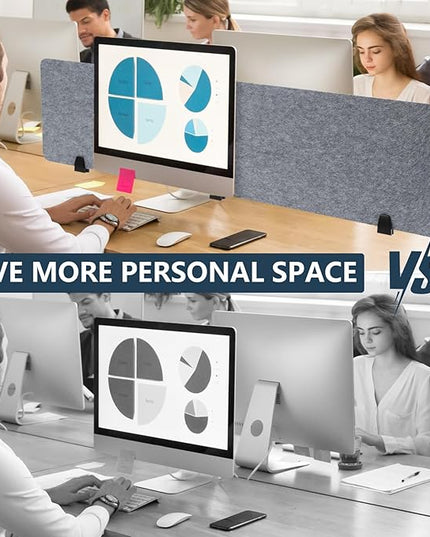 2pcs Privacy Panel, Standing Desk Divider 60"x16" Desktop Office Furniture Partitions, Clamp-On Acoustic Desk Divider Mounted Privacy Panel to Reduce Noise and Visual Distractions (Light Grey)