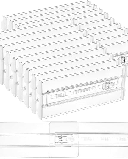 Vtopmart 18 Pack Drawer Dividers for Clothes, 4" High 10.2"-16.5" Adjustable Expandable Dresser Drawer Organizer, Clear Plastic Separators for Dresser, Baby Clothing, Underwear, Cosmetic, Toiletries