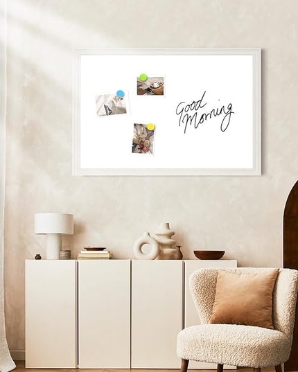Large White Board for Wall, 36'' x 24'' Magnetic Dry Erase Board, Decorative Whiteboard, White Vintage Wooden Frame