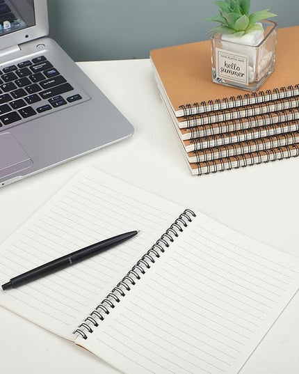 miikoul 60 Packs A5 Spiral Lined Notebooks, Kraft Paper Cover, 8.3"×5.5", 60 Sheets/120 Pages, Ruled Notebooks Bulk, Hardcover Journal Notepad Travel Notebooks for Office and Back to School Supplies