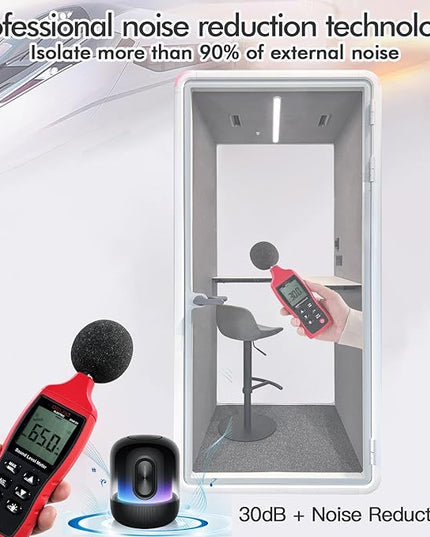 Soundproof Office Pod Booth, Quiet Meeting Pod with Acoustic Panels, Portable Modular Pod, Privacy Booth for Private Phone Calling, Single Person Workspace with Sound Isolation H92in W43in D40in