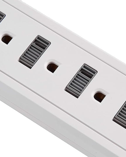 Amazon Basics Power Strip Surge Protector with 6 Outlets,2 USB Ports,1000 Joule Protection,6 Foot Extension Cord,Rectangle,White,(Pack of 6)