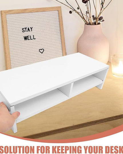 Desktop Monitor Riser Stand with Elevated Storage Shelf Ergonomic Heightening Rack for Desk Laptop and Office Supplies Organization