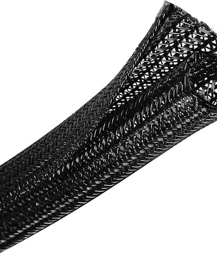 1/2" x 10ft Black/White Cable Sleeve - Protects Cords from Pets & Organizes Wires - Modern Style - Polyester Material - Flame Retardant - Easy to Use & Cut