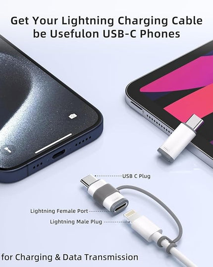 5 Pack USB C to Lightning Charge Adapter for iPhone 17 16 15, Lightning to USB C Adapter with Fast Charge Data Transfer for iPhone 17 16 15 Pro Max, Galaxy S24 S23, Pixel 8 7, iPad Pro, MacBook Pro