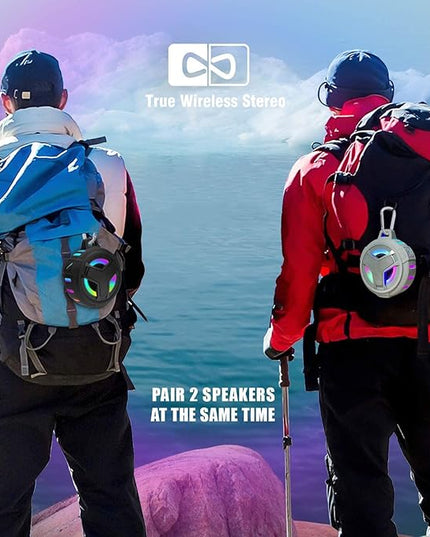 EBODA Bluetooth Shower Speaker, Portable Bluetooth Speakers, IP67 Waterproof Wireless Speaker with LED Light, Floating, 2000mAh, True Wireless Stereo for Kayak, Beach, Gifts for unisex -Black