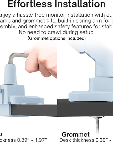 Pixio PS1S Wave Blue Single Monitor Arm Stand Desk Mount - Fits up to 32 inches Monitors and up to 19.8lbs. VESA Compatibility and Integrated Cable Management