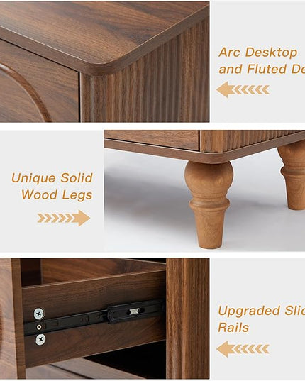 ORRD Fluted 7 Drawer Dresser for Bedroom, Modern Mid Century Chest of Drawers, Wood Storage Large Dresser Organizer for Bedroom Living Room Closet Hallway, Walnut
