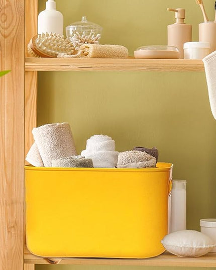 8 Pack Colorful Plastic Storage Bins with Lid and Handle，Stackable Storage Box Basket Containers，Desktop Storage Box Cubby Bins for Shelf Cabinet Kitchen Bathroom Office，10 x 7 x 6.1Inch