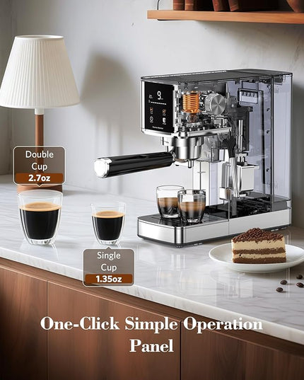 Kndko 20Bar Craft Coffee Machine with Milk Frother, Upgraded 1350W Expresso Coffee Machines with Touchscreen, Stainless Steel Espresso Machine Small for Home - Cappuccino Latte & Americano