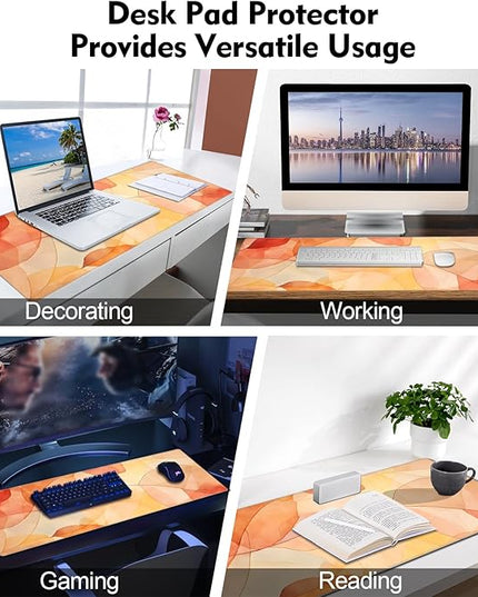 Galdas Gaming Mouse Pad XXL XL Large Long Extended Big Mousepad Non-Slip Rubber Keyboard Mouse Pad with Stitched Edges for Laptop Home Office (31.5x11.8x0.08 Inch) -Fall Leaf