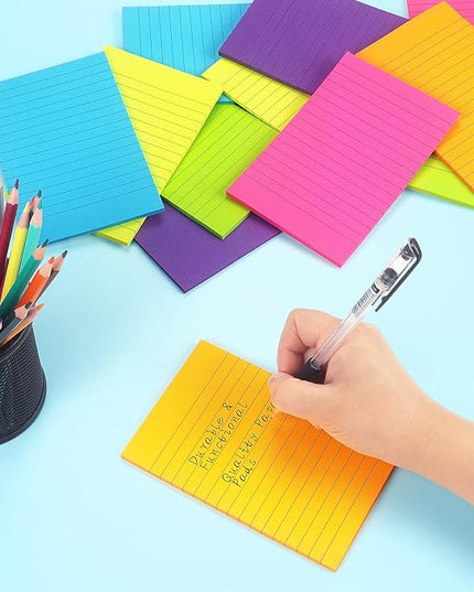 Early Buy Lined Sticky Notes with Lines 4x6 Self-Stick Notes 6 Bright Color 6 Pads, 45 Sheets/Pad