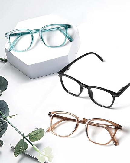 Henotin 3-Pack Blue Light Blocking Reading Glasses,Spring Hinge Computer Readers for Men Women,Anti UV Ray Filter Eyeglasses (Mixed Color-3, 1.25, Diopters)