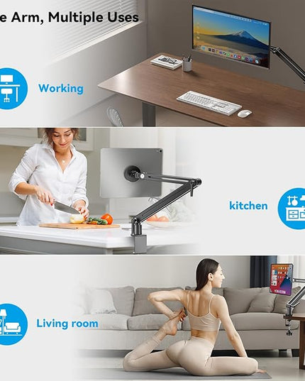 Jakeko Strong Magnetic Portable Monitor Desk Clamp - 75mm VESA Mount 4.7" 12.9" 15.6" 16" 17.3" 18.5 inch 360° Rotate Base Tablet Holder Arm JK07B1