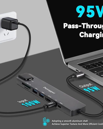 8 in 1 USB C Hub Ethernet Adapter with 4K HDMI, PD100W Charging, Gigabit Ethernet, SD/TF Card Reader,2X USB 3.0 Port, USB-C Data Port, Docking Station Compatible for MacBook, Tablet and Type C Devices