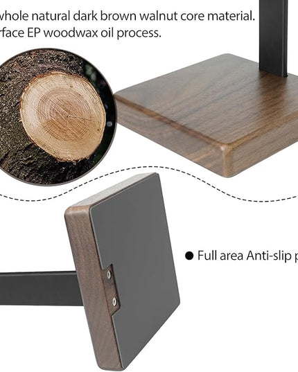 GEVO Headphone Stand for Desk - Wooden Headset Stand for Desk - Wooden Headphone Holder with Airpods Max and More(Square)