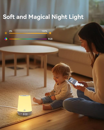 Dreamegg Nite 1 - Baby Sound Machine, Sleep Trainer, Night Light for Kids, Ok to Wake Alarm Clock, 34 Soothing Sounds, App Control, White Noise Sound Machine for Baby Kids Toddler Nursery(Cozy Xmas)