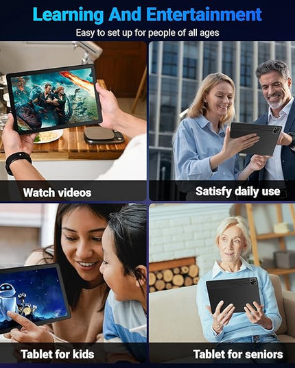 Tablet, 10 inch tablet Android 15 with Octa-core Processor, 30GB+128GB+1TB Expand, 6200mAh, 15W Fast Charge, 1280x800 HD IPS Screen, WiFi 6, BT 5.4, Dual Camera, Widevine L1 support, GMS Certified