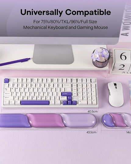 EPOMAKER CloudGel Wrist Rest for Keyboard and Mouse, 2 Pieces Silicone Wrist Support, Anti-Slip Rubber Bottom, Ergonomic Design, Suitable for Office/Computer/Laptop/Gaming (Purple)