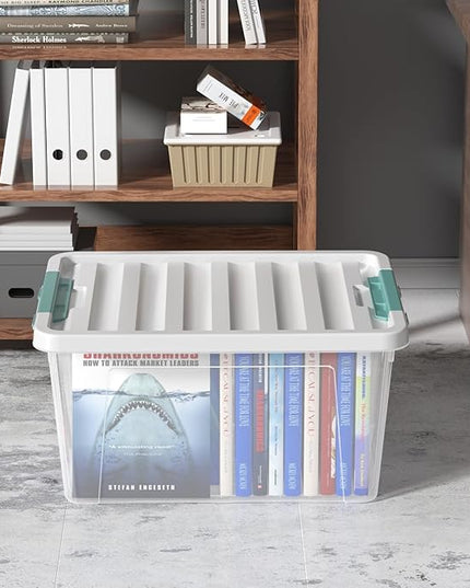 Gainhope 6 Pack 35 L Clear Plastic Storage Bin, Latch Storage Box with Lid
