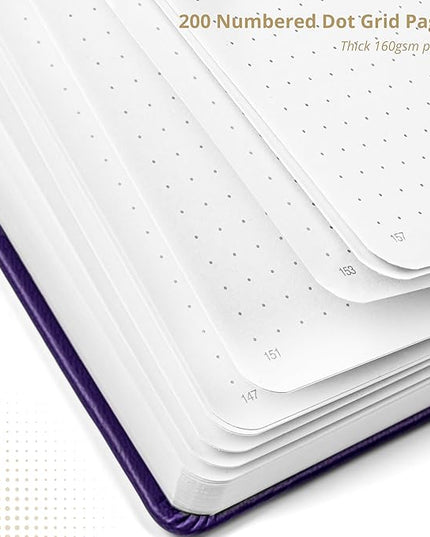 VIVID SCRIBBLES Dotted Journal – 160gsm Bleed Proof Thick White Paper – 200 Numbered Dot Grid Pages – 5.8 x 8.3 inch Dotted Notebook