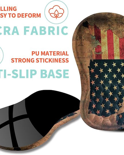 Ergonomic Mouse Pad Wrist Support with Memory Foam Massage Bulge, Carpal Tunnel Pain Relief Mousepad Wrist Rest for Mouse(12x8 inch, USA Flag Map)