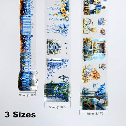 AuriicLeaf Daisy Fence PET Tape Set, 3 Rolls Pre-Cut Floral Stickers for Scrapbooking, Journaling, DIY Crafts, and Collage Art (30 mm/50 mm/55 mm)