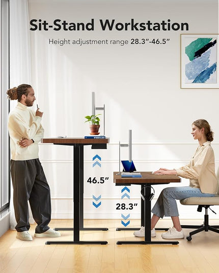 HUANUO 71 x 30 inch Electric Standing Desk, Powerful Brushless Motor Large Height Adjustable Table, 4 Memory Preset Sit Stand Up Desk, Home Office Computer Table with Thick T-Shaped Frame, Vintage