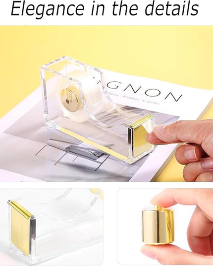 Desk Organizers and Accessories Set with 360-Degree Rotating Pen Holder, Acrylic Stapler, Tape Holder, Staple Remover, Binder/Paper Clips Kit, Scissor and 1 Box of Staples