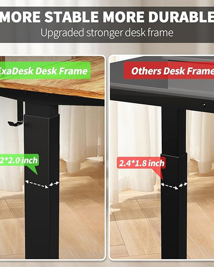 55 * 30 Inches Electric Standing Widened Desk Adjustable Height with 4 Drawers, Double Storage Shelves Stand Up Desk, Home Office Workstation Sit Stand up Desk (Light Rustic Brown)