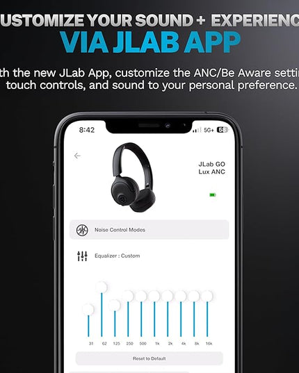 JLab Go Lux ANC Wireless Headphones, Mauve, Hybrid Active Noise Cancelling, Premium On-Ear Bluetooth Headset, Customizable Sound, Be Aware Mode, Cloud Foam Comfort, Multipoint Connection