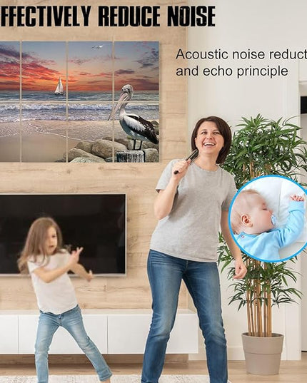 YPY Acoustic Panels Sound Absorbing: Soundproof Wall Panels, Decorative Soundproofing Panels Recording Studio Acoustical Treatments 8 Pack 48x32 Inches