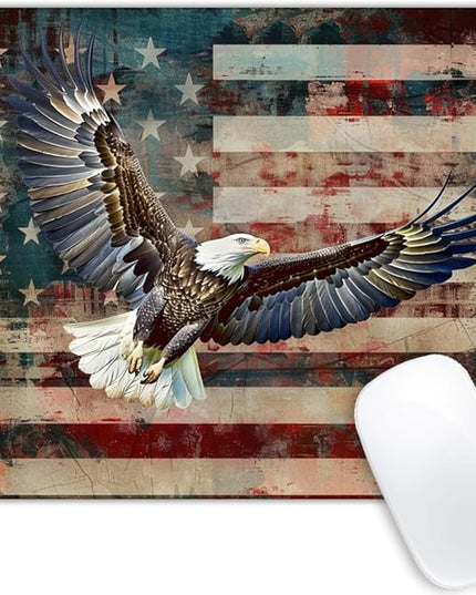 Square Mouse Pad Eagle and National Flag-7,Gaming Mouse Pads for Desk,Soft Computer Waterproof Non-Slip Mouse Mat