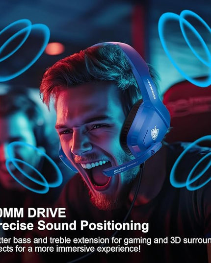 PHOINIKAS Gaming Headset for PS4, PS5, PC, Laptop, Stereo Over Ear Gaming Headphones with Noise-Canceling Mic, Gaming Headsets for XboxOne, Switch, Laptop, Mac, Phone (Navy Blue)