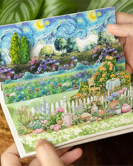 Dwpetzo Large Seasonal Nature Landscape Stickers for Journaling, 60 Sheets Dual Materials Transparent PET and Craft Paper Stickers for Junk Journal, Collage, Aesthetic Crafts Arts