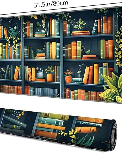 Galdas Gaming Mouse Pad XXL XL Large Long Extended Big Mousepad Non-Slip Rubber Keyboard Mouse Pad with Stitched Edges for Laptop Home Office (31.5x11.8x0.08 Inch) -Books