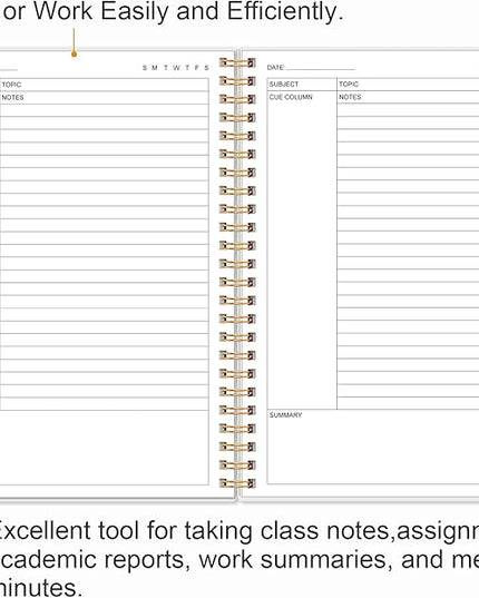 Yaridar A5 Cornell Notes Notebook - College Spiral Cornell Notebooks for Note Taking, Subject College Ruled Steno Pads for Office/School/Home, 5.8" x 8.5", Black Flower
