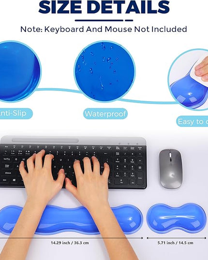 Gel Wrist Rest for Keyboard and Mouse, Wrist Rest for Keyboard, Mouse Wrist Support, Pain Relief, Cool Touch, Non-Skid, Keyboard and Mouse Wrist pad Set