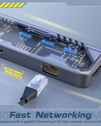 MicroPack USB C Hub 8 in 1, 100W PD Charging, 4K@60Hz HDMI, 3 USB 3.2 GEN1 5Gbps, TF/SD Card Reader, Gigabit Ethernet, Multi-Port Adapter Docking Station for MacBook ProAir iPad Laptop Type C Devices
