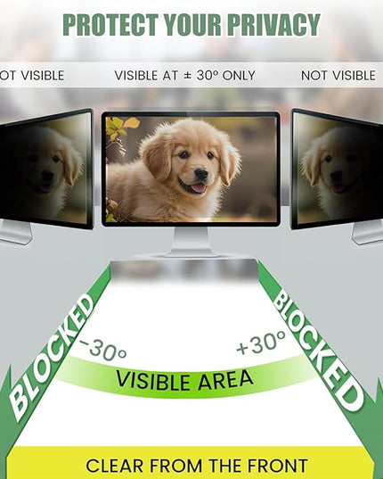 [2 PACK] EliWhale 27 Inch Removable Hanging Computer Privacy Screen for 16:9 Widescreen Monitor, Matte Anti-Glare, Bluelight Block, 30° Anti-Spy, Eye Health Monitor Privacy Shield for LG HP AOC Acer,613*370mm(24.1 * 14.5 inch)