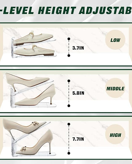 Transparent Shoe Slots Organizer for Closet, 20 Pack Shoe Stacker Organizer for Closet Shoe Display Space Saver,Adjustable Shoe Rack Organizer Holder for High Heels,Sneakers(Transparent)