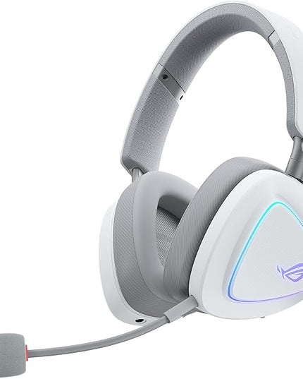 ASUS ROG Delta II Wireless Gaming Headset with Detachable Mic – Tri-Mode (BT, 2.4GHz, 3.5mm), 50mm Titanium-Plated Drivers, 110Hr Battery, Lightweight, for PC, PS5, PS4, Xbox, Switch, Mobile - White