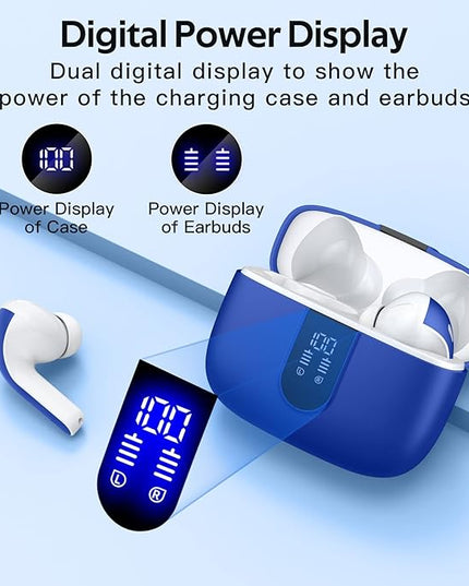 TAGRY 2 Sets X08 Ocean Blue and Sunset Pink Bluetooth Headphones True Wireless Earbuds 60H Playback Ear Buds with Wireless Charging Case in-Ear Earbuds with Mic