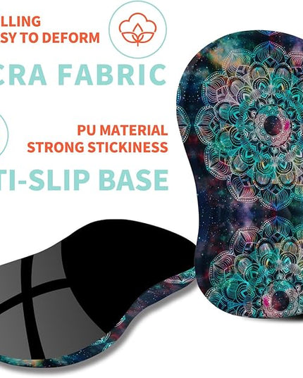 Ergonomic Mouse Pad Wrist Support with Memory Foam Massage Bulge, Carpal Tunnel Pain Relief Mousepad Wrist Rest for Mouse(12x8 inch, Mandala)