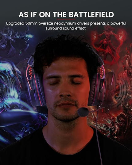 EKSA E900 Gaming Headset with Microphone - PC Headset with Detachable Noise Canceling Mic, 3D Surround Sound, Wired Headphone for PS4, PS5, Xbox, Computer, Laptop, Switch, Handheld (3.5MM Jack)