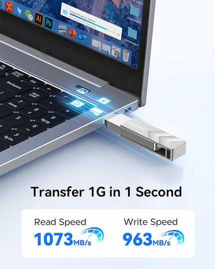 ORICO 512GB Portable Solid State Drive, 1050MB/s Dual-Port Rotating Metal External SSD with 90° Click-Stop, Reliable Storage for iPhone 16, 17 Series, Type-C Smartphone, Mac, Audio, Vehicle - A101