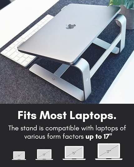Macally Aluminum Laptop Stand for Desk - Works with All MacBook/Pro/Air & Laptops Between 10” to 17.3” - Sleek and Sturdy Laptop Riser - (ASTANDSG), Space Gray